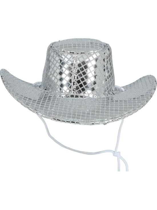 Sombrero Vaquero Plata Disco 80
