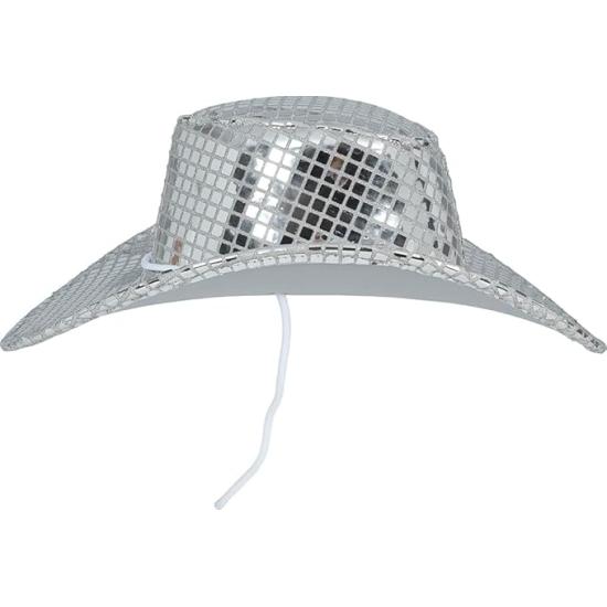 Sombrero Vaquero Plata Disco 80