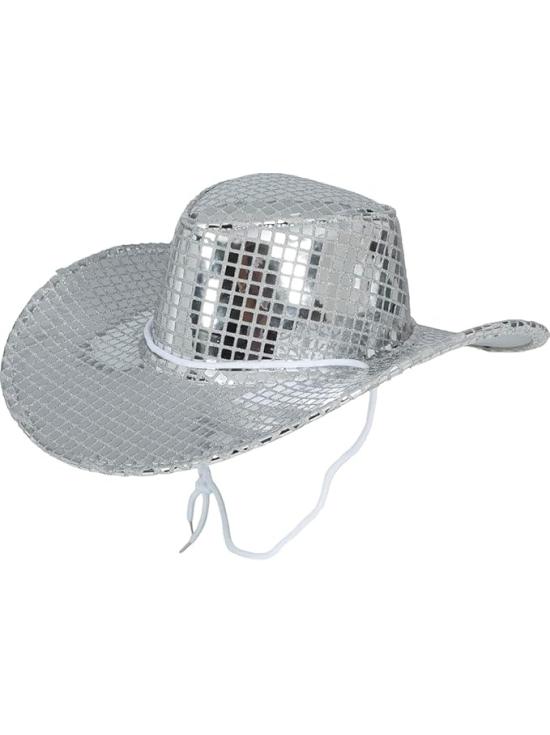 Sombrero Vaquero Plata Disco 80