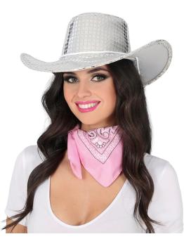Sombrero Vaquero Plata Disco 80