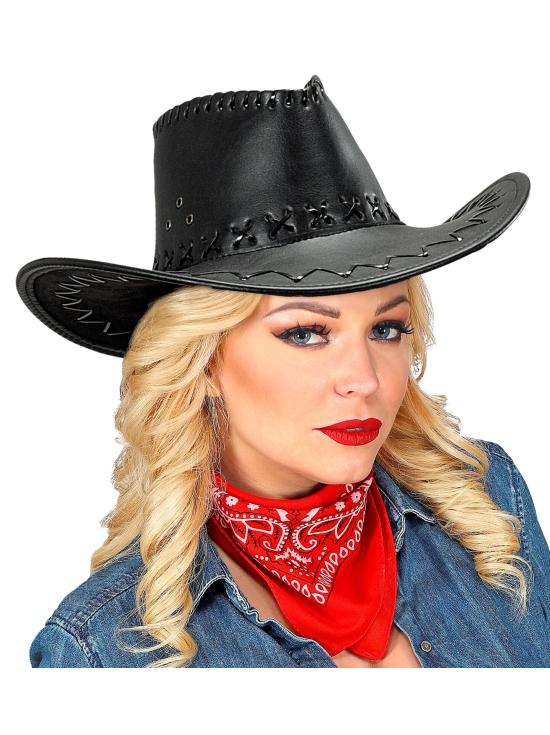 Sombrero Vaquero Simil piel de color Negro