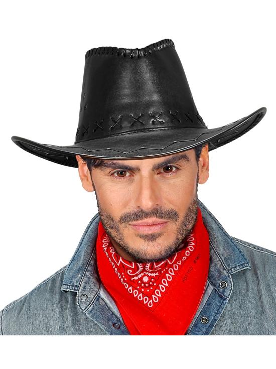 Sombrero Vaquero Simil piel de color Negro