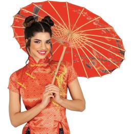 Sombrilla Japonesa Roja (82 cm) - Accesorio Oriental para Disfraces y Decoración