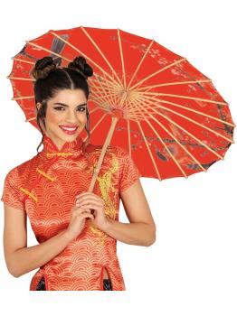 Sombrilla Japonesa Roja (82 cm) - Accesorio Oriental para Disfraces y Decoración