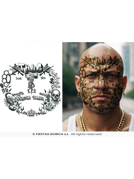Tatuajes Temporales Faciales Thug Life - Fiestas Guirca