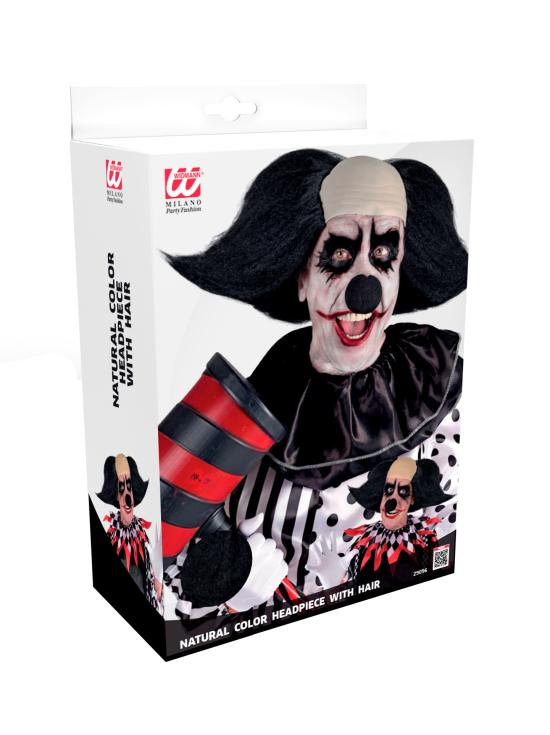 Tocado de Payaso Siniestro con Pelo Negro