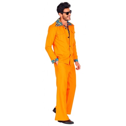 Disfraz Traje Disco Años 70 Naranja para Hombre