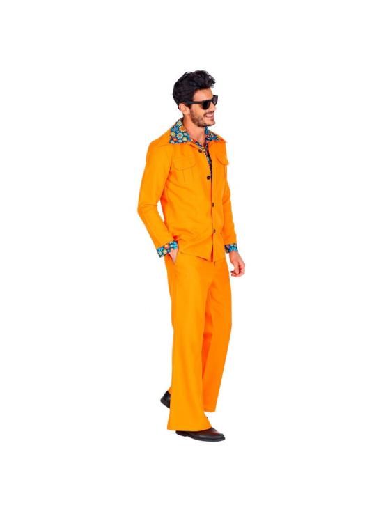 Disfraz Traje Disco Años 70 Naranja para Hombre