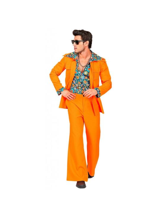 Disfraz Traje Disco Años 70 Naranja para Hombre