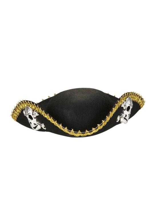 Tricornio de Pirata Calavera en fieltro Unisex .