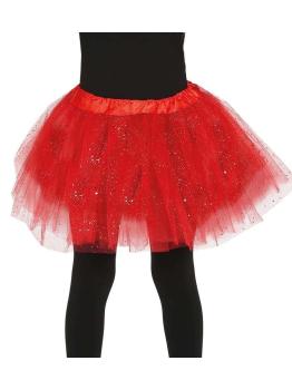 Tutú Rojo con brillantina para niña
