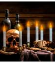 Velas LED parpadeantes con temporizador, 6 unidades, 23 cm, decoración para Halloween
