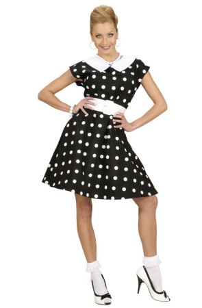 Vestido  Años 50 Negro para adulta