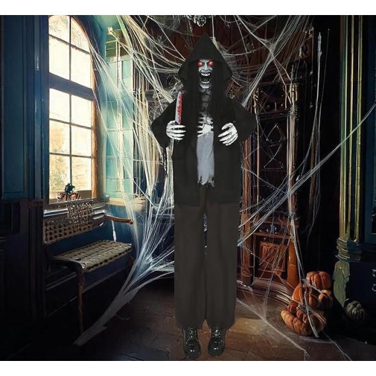 Zombie Asesino con Luz, Sonido y Movimiento (180 cm) – Decoración de Halloween – Negro