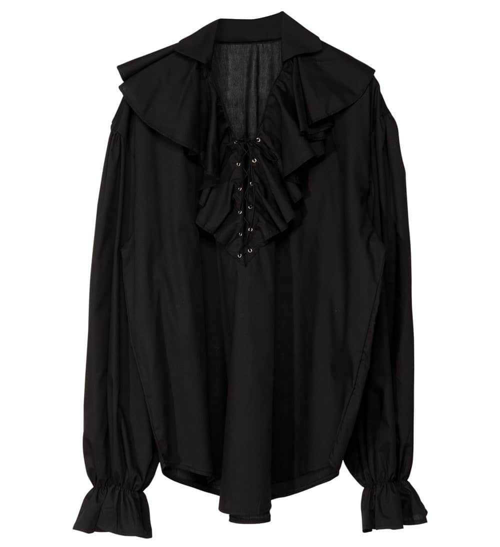 Tabla de tallas de Camisa Pirata/Renacentista Hombre color Negra .