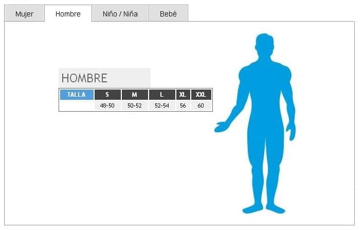 Tabla de tallas de Disfraz  Hombre de Jungla Tarzàn adulto