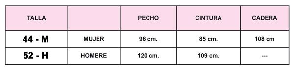 Tabla de tallas de Disfraz adulto Descubridor  Colón talla 52