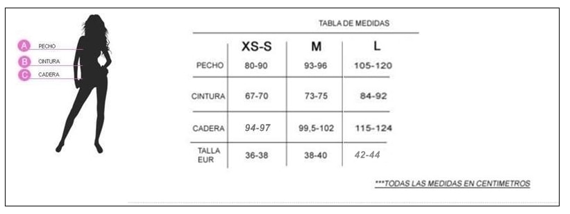 Tabla de tallas de Disfraz Grease Bad Sandy adulto