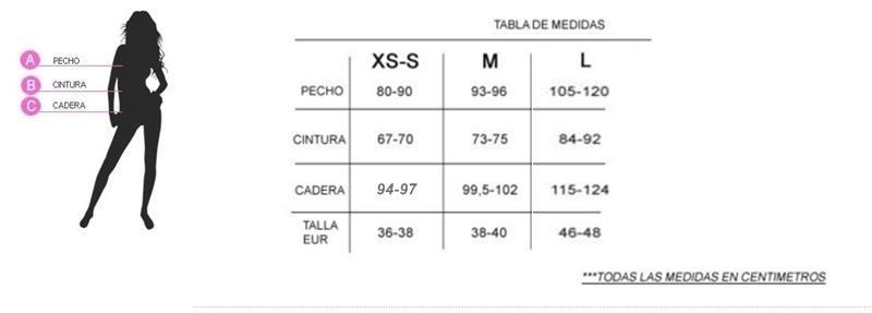 Tabla de tallas de Disfraz adulto Pirata Pink talla