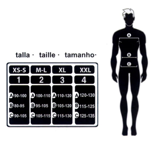 Tabla de tallas de Disfraz Caballero Medieval Orden Templaria adulto