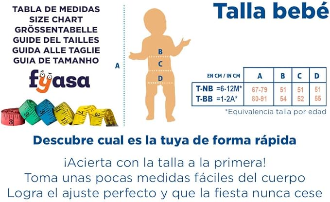 Tabla de tallas de Disfraz Capibara Bebé 1-2 Años