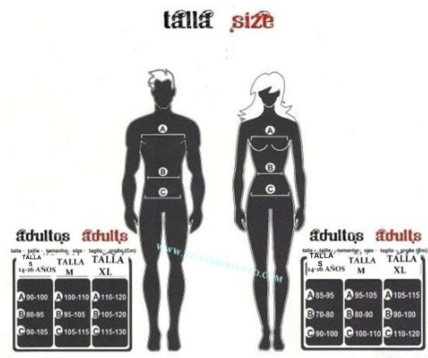Tabla de tallas de Disfraz Policia New York para Mujer