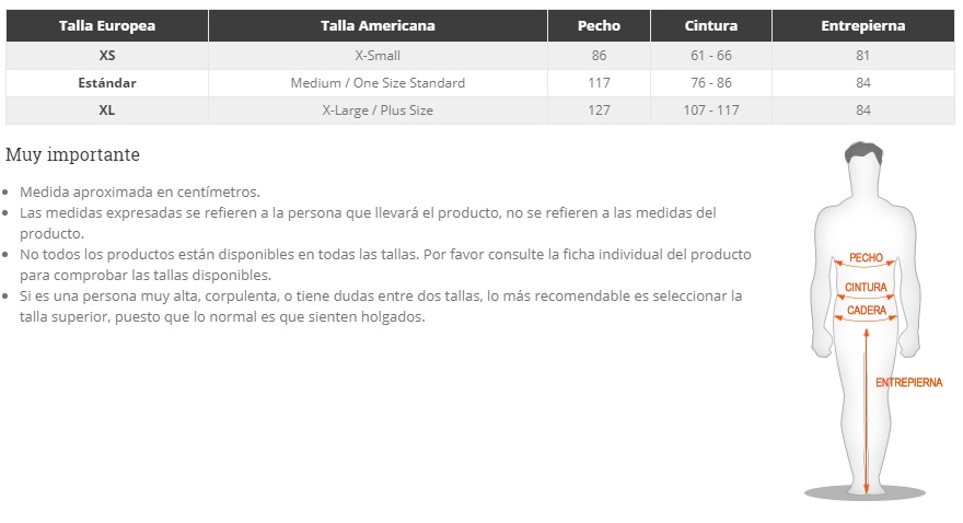 Tabla de tallas de Disfraz de Ataque de Tiburón hinchable para adultos