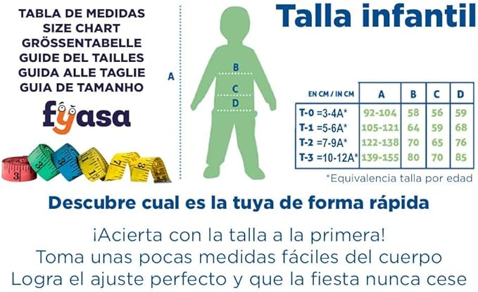 Tabla de tallas de Disfraz de Capibara Infantil unisex