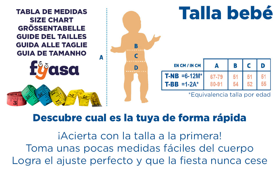 Tabla de tallas de Disfraz de Gnomo David el Gnomo para Bebe