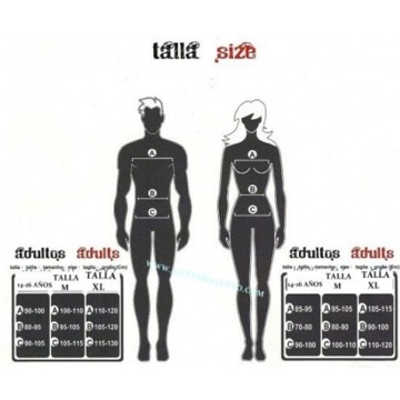 Tabla de tallas de Disfraz Romano Gladiador talla adult **