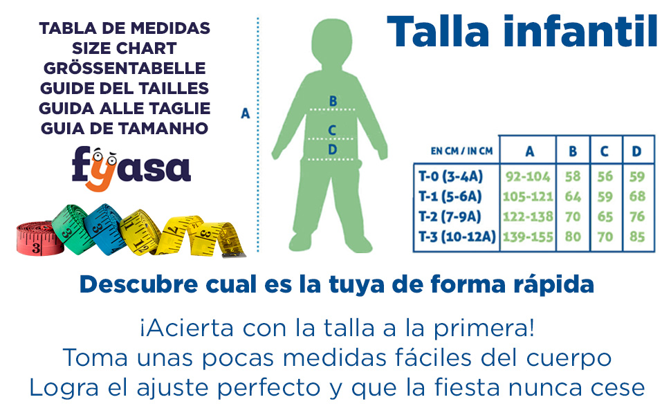 Tabla de tallas de Disfraz de hormiga infantil