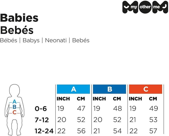 Tabla de tallas de Disfraz de Miércoles Addams para Bebé