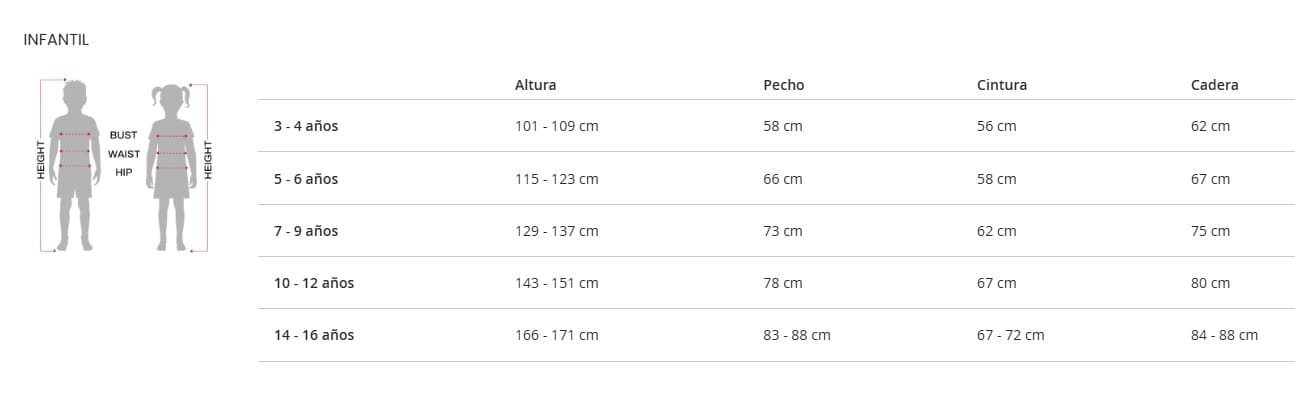 Tabla de tallas de Disfraz de Tortuga Marina para Niño – Mono con Capucha y Caparazón