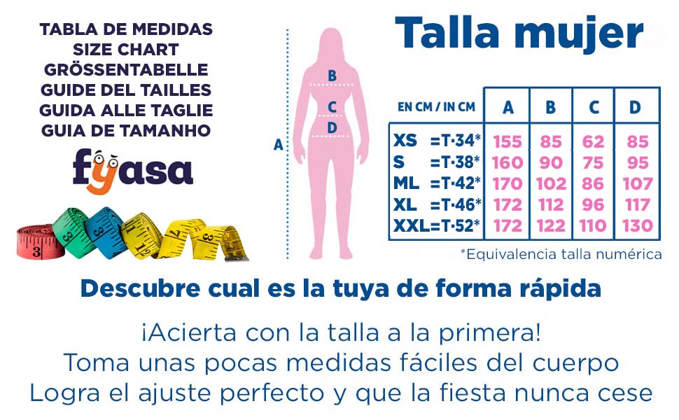 Tabla de tallas de Disfraz de Zíngara para Mujer | Disfraz Gitana y Medieval