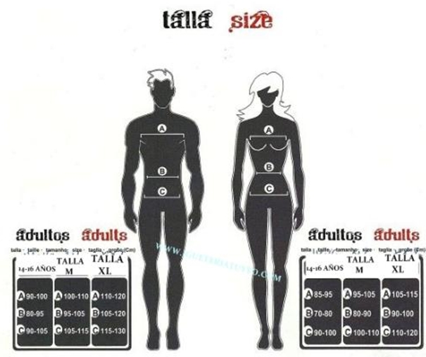 Tabla de tallas de Disfraz adulta Hada Maligna