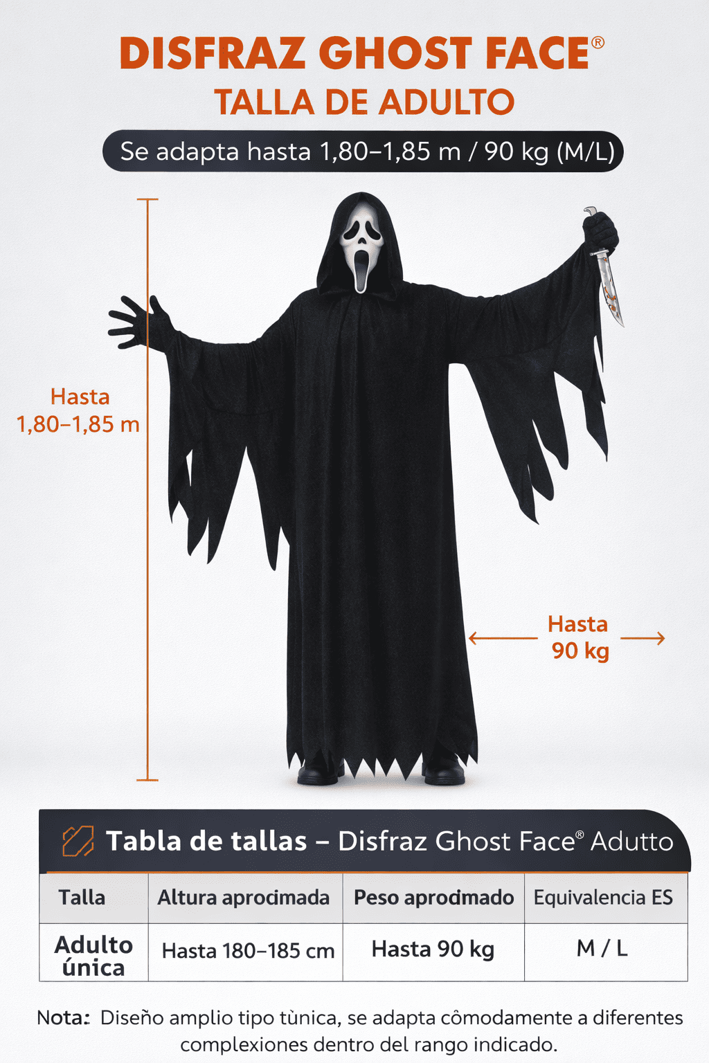 Disfraz Oficial Ghost Face 25 Aniversario – Talla Única Adulto Con Máscara, Túnica Y Guantes – Perfecto Para Halloween