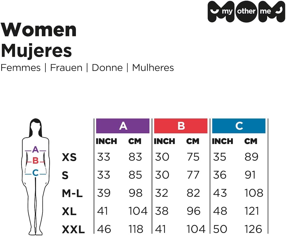 Tabla de tallas de Disfraz Pitonisa Misteriosa para Mujer