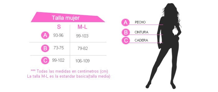 Tabla de tallas de Set adulto Pin Up falda Negra